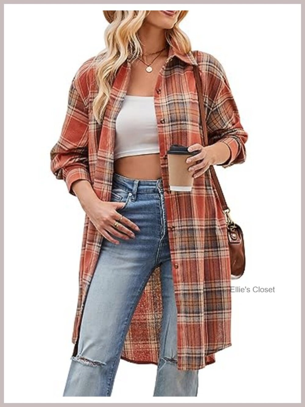 Oversized Flannel Plaid Button Down Shirt Women Long Sleeve Casual Blouse with